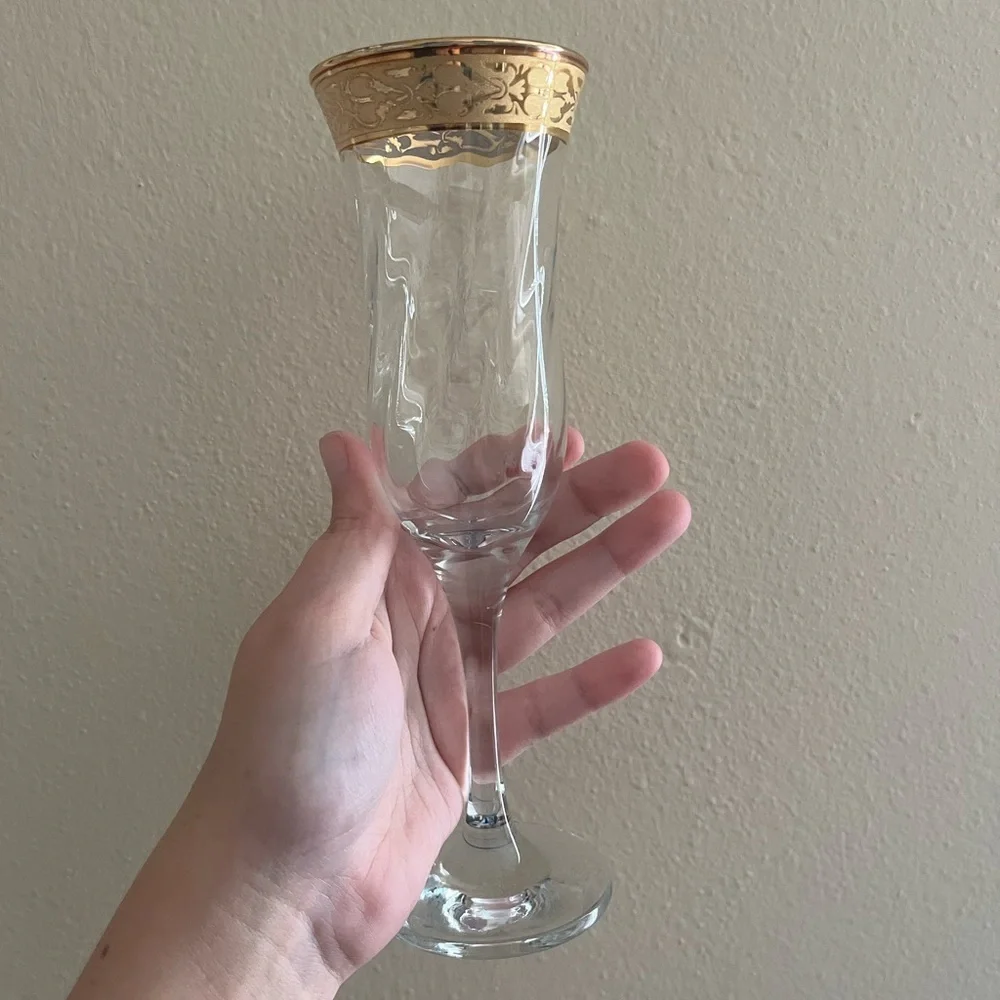 Gold Gilt Rimmed Champagne Flute